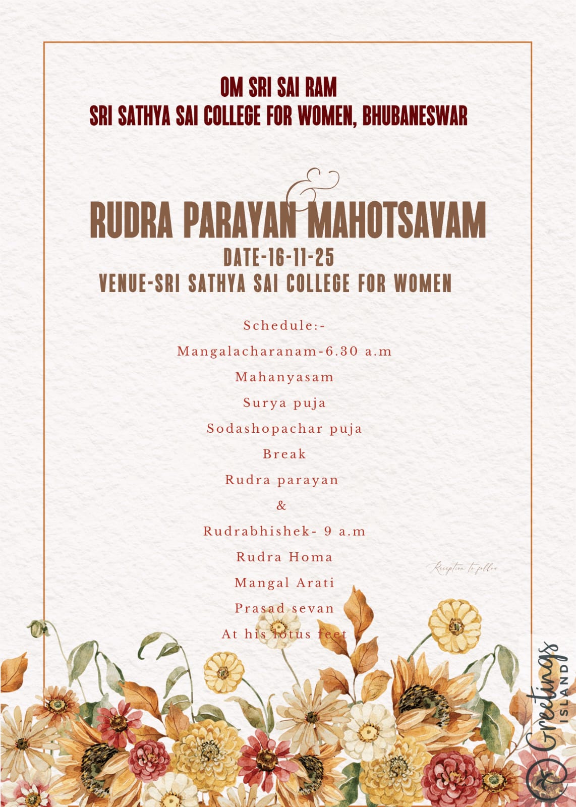 Rudra parayan Mahotsav 2025 on 16th November 2025.
