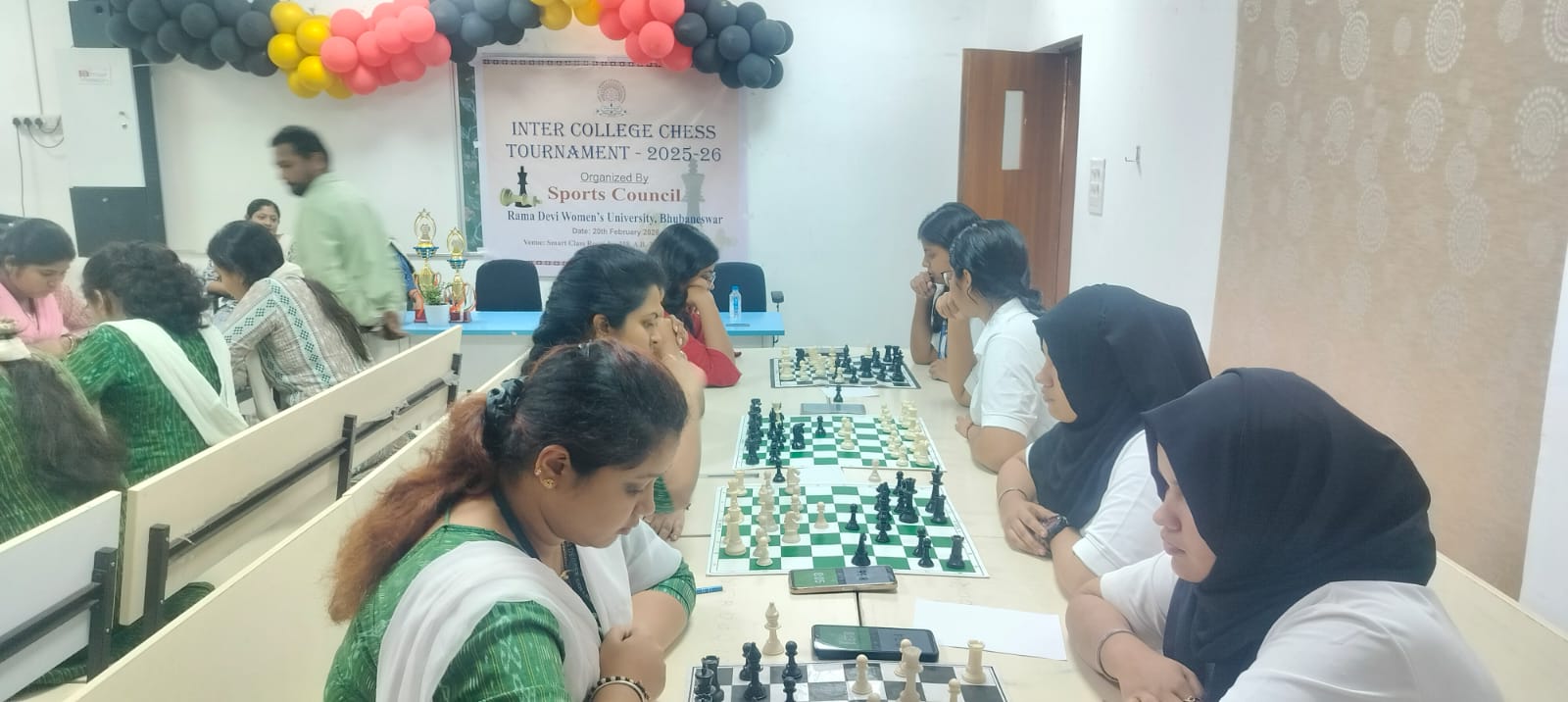 Inter-College Chess Tournament at R.D. Women’s University for the session 2025–26 on 20th February 2026.